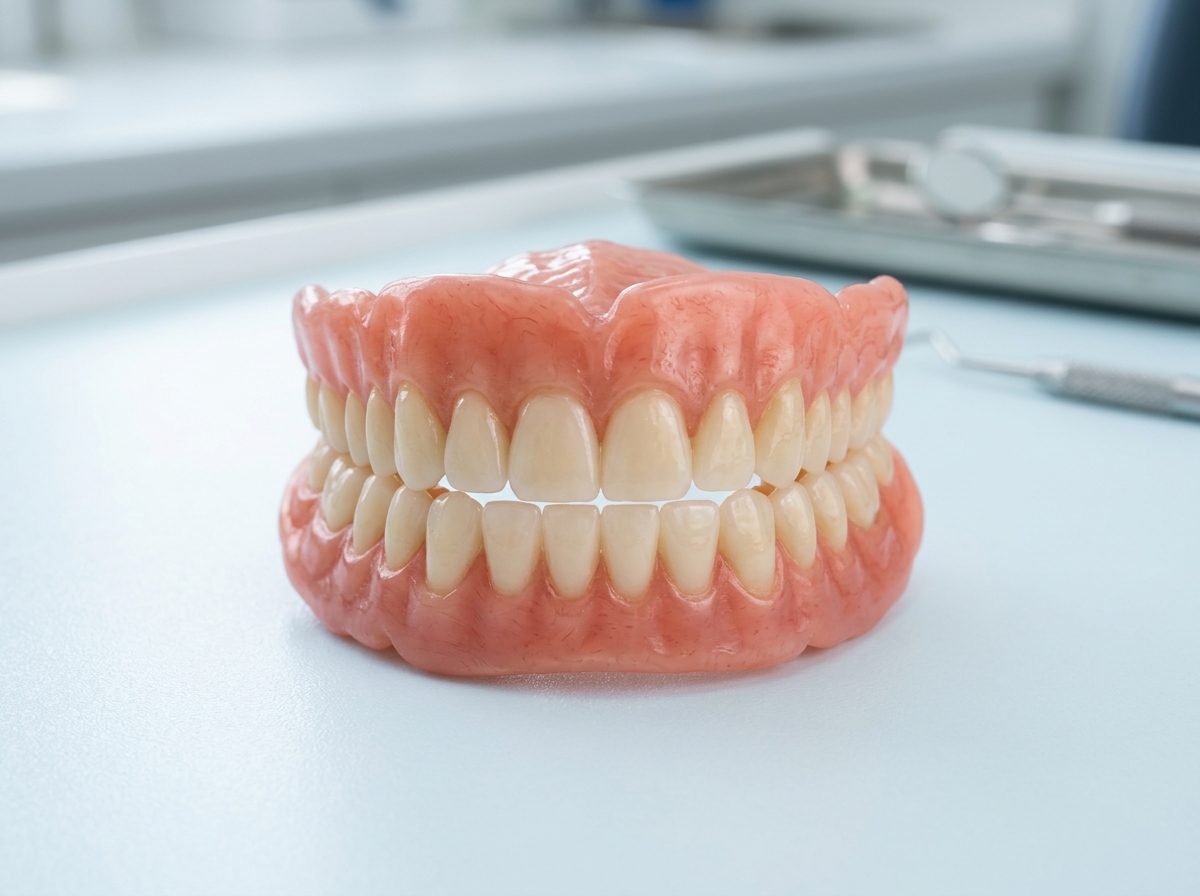 High-quality realistic complete upper and lower dental denture set